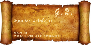 Gyerko Urbán névjegykártya